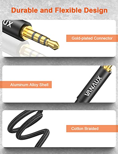 Vanaux Trrs 3.5Mm Audio Cable Braided 4-Pole [Microphone Compatible ] Male To Male Aux Cord Compatible With Smartphones, Tablets, Car Home Stereos, Headphones, Speaker(9.8Ft/3M) #TOP6