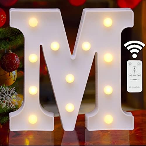 Remote Control Light Up Letters, Marquee Light Up Letters LED Letters Lights Alphabet Battery Powered Letter Sign Letter Lights for Night Light Wedding Party Girls Gifts Home Christmas Decoration- M