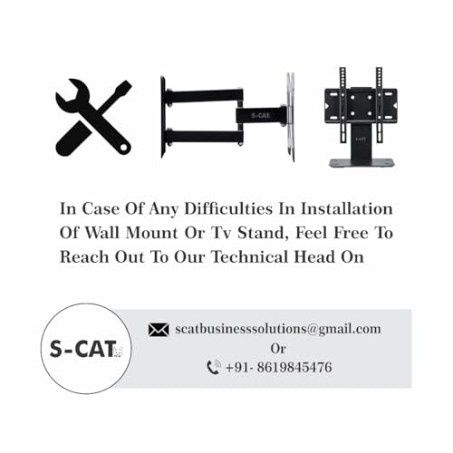Image of S-CAT Table Top TV Stand for 14-42 Inch LED LCD Smart TVs, Portable TV Stand, Stand with Adjustable Mount, LED TV Floor Stand for Desk /Table (Contact Customer Care for Any Difficulty in Installation)