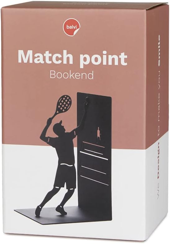 Balvi Match Point Bookend – Decorative Metal Tennis-Themed Book Holder for Home and Office – Unique Gift Idea for Sports Enthusiasts – Durable and Stylish Design – Sujetalibros