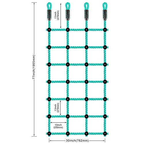 BeneLabel Kletternetz Kinder, Indoor Outdoor Garten Klettergerüst Kinderzimmer Netz Nylonseil Leiter für Spielgeräte, Kinderschaukel, Spielplatz, Baumhaus Hindernisparcours Trainingszubehör,196 x 76cm