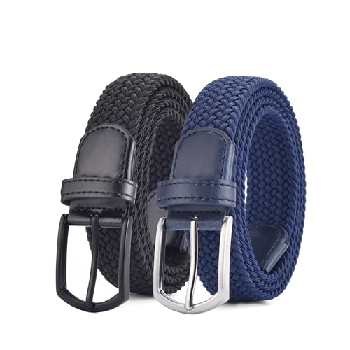 Image of 2pcs Men's Stretch Woven 1.3 inch Wide Elastic Braided Belts