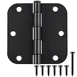 108 Pack Black Door Hardware for Doors Hinges for Doors Interior Black Door Hinges 3.5 inch Rounded