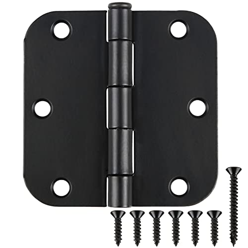 108 Pack Black Door Hardware For Doors Hinges For Doors Interior Black Door Hinges 3.5 Inch Rounded 5/8" Black Matte Door Hinges Black Hinge Heavy Duty Steel Regular Hinges Home Door Accessories #TOP19