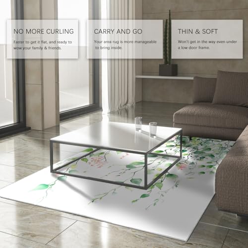 Tapis à feuilles de vignes 60x120cm vert sauge antidérapant et lavable - 4