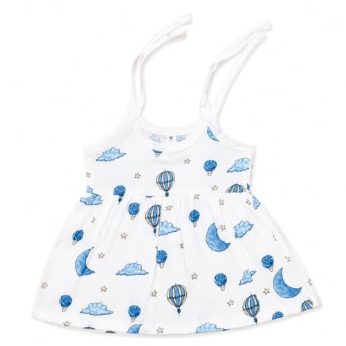 Image of Muslin Frock for Baby Girls | Cotton Dress for Newborn Babies | Sleeveless, Tie-Up Shoulders Summer Wear Clothes | Girl dori jabla