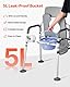 VEVOR Nachttoilettenstuhl 227 kg belastbar, Toilettensitzerhöhung mit gepolsterter Sitzfläche & Rückenlehne, abnehmbarer 5 L Eimer, Toilettenstuhl (Höhe und Breite einstellbar) für Erwachsene