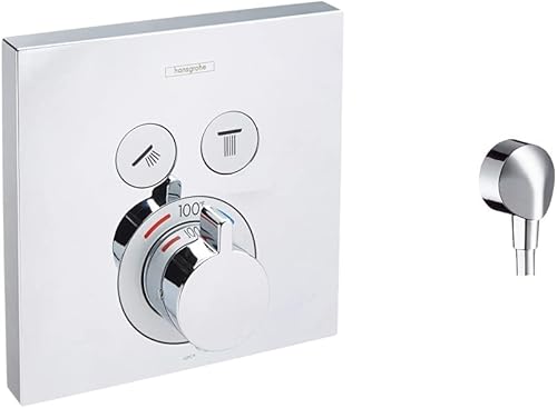 hansgrohe ShowerSelect - Moderna y minimalista con control de temperatura automático de 1 manija de 6 pulgadas de ancho, 15763001 y 1850181, iBox