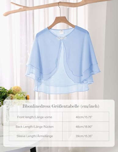 Bbonlinedress Chiffon Capes Damen Bolero festlich Sommer Schultertuch Weiche Capelets elegant Hochzeits Umhänge Tücher für Kleider Blue