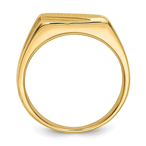 Ice Carats 14K Yellow Gold 13.0X11.0Mm Mens Signet Ring Man Fine Jewelry For Dad Mens Gifts For Him #TOP1
