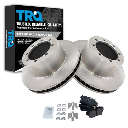 Image of TRQ Rear Brake Pad and Rotor Set Ceramic Vented Rotors Compatible with 1994-2004 Ford Mustang
