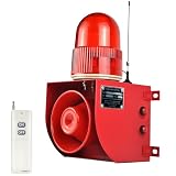 Y DIANS S Outdoor Indoor Alarm Siren Wireless Waterproof 0.3mile Remote Control Emergency Security Siren with 0-120dB Adjustable, 12 Tone Switchable for Warehouse Industry Buliding AC110-120V