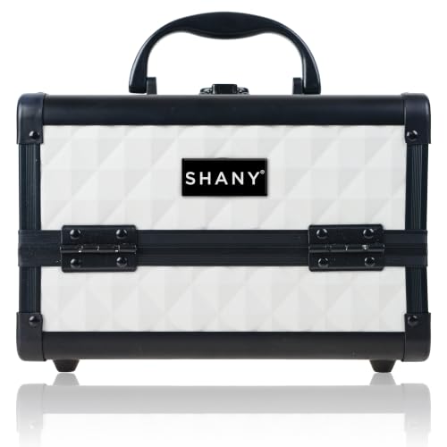 SHANY Chic Makeup Train Case Cosmetic Box Portable Makeup Case Cosmetics Beauty Organizer Jewelry storage with Locks, Multi trays Makeup Storage Box with Makeup Mirror - Snow