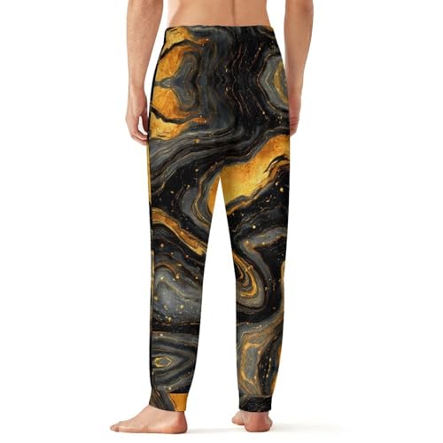 Marble Golden And Black Men's Pajama Bottoms Sleep Lounge Soft Comfy Pants Sleepwear3