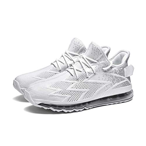 Narstin Men's Fashion Breathable Air Cushion Sneakers Casual Gym Jogging Men's Running Shoes Men's Fashion Walking Sports Tennis Shoes Basketball Sneakers (White, Numeric_14)
