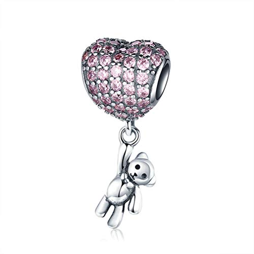 Image of LeeFeel Bow heart Charms Exquisite Love Heart Beads Charms w Clear CZ for Women Bracelets Charm DIY