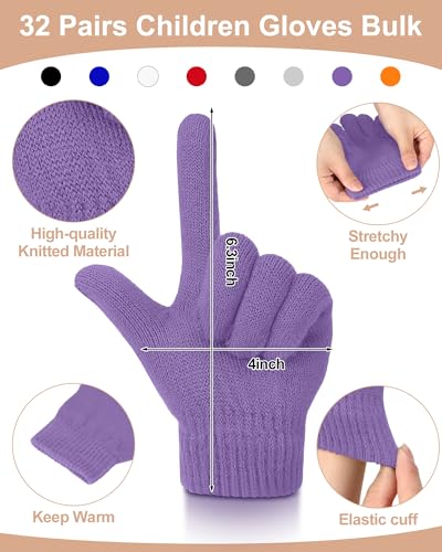 Image of JaGely 64 Pcs Kids Hats and Gloves Bulk Winter Beanies Hat Gloves for Toddler Boys Girls School Donation Wholesale