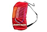Sports Hoop Carry Bag - 2 Gal. Drawstring Bag with Breathable Mesh. Lightweight with Adjustable Strap (RED)