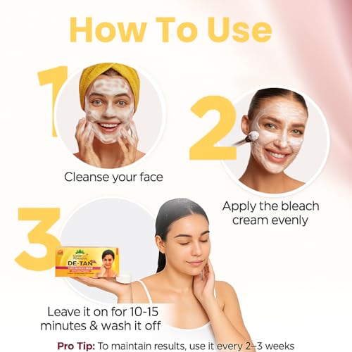 Image of De-Tan Face Bleach Cream for Men & Women | Instant Tan Removal, Skin Brightening, Whitening & Lightening | No Itching | Pigmentation & Dark Spot Removal | For All Skin Types - 300g