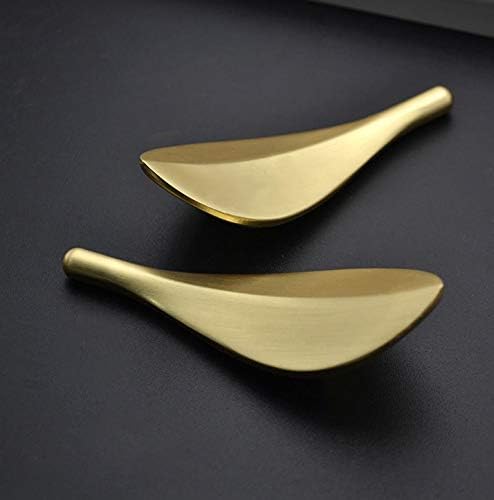 Miniatura 3 de MOU - 8 tiradores de perillas de hoja dorada, estilo Art Deco de moda en forma de hoja, tiradores de puerta de armario de armario con doble agujero,