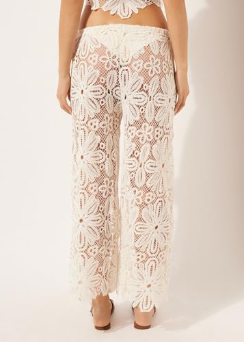 Woman's Floral Crochet Palazzo Pants3