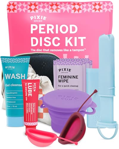 Kit de disco menstrual – Pixie Cup Kit de iniciación de disco del primer período + esterilizador de disco menstrual para mujeres y niñas – Contenedor para almacenamiento – Solución de viaje portátil