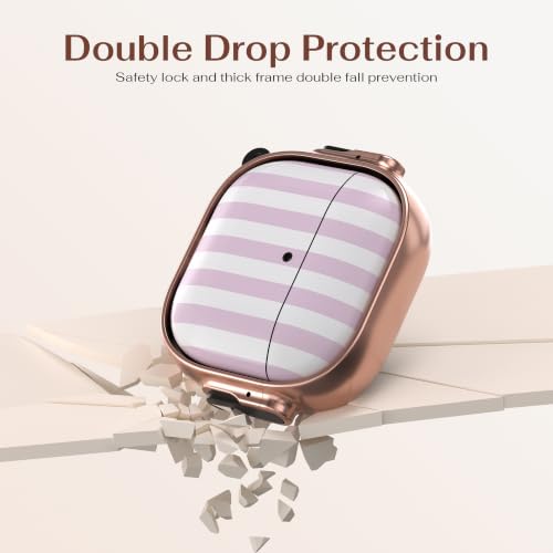 Image of for AirPods 4 Case with Safety Lock, Magsafe Compatible,Pink White Stripes