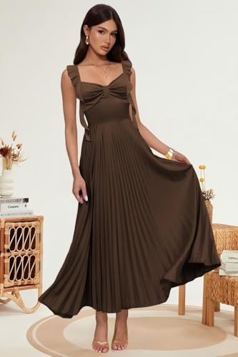 Satin Pleated Bridesmaid Dresses for Women Long Spaghetti Straps Formal Gowns Ruffled Evening Dress4