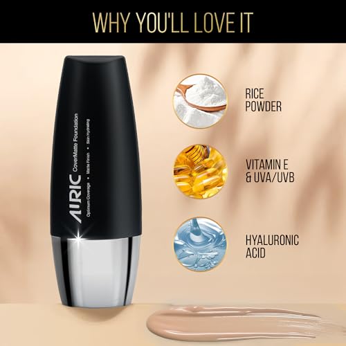 Image of Auric CoverMatte Flawless Finish Hydrating & Long Lasting Liquid Foundation (30ml) with Matte Finish & Optimum Coverage I Paraben Free I Porcelain