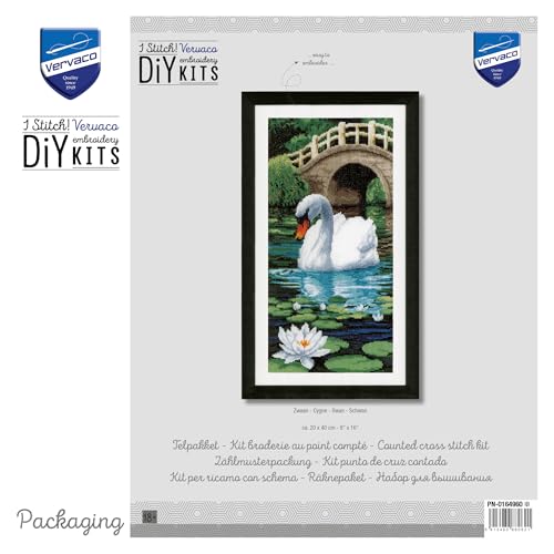 Kit punto de cruz contado cisne manualidades DIY bordar cuadros decoracion arte de pared 4