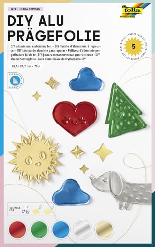 Bringmann 5 Colors Aluminum Embossing Foil - Creative Craft Material for DIY Crafts Decorations or Christmas Cards (Pack of 5)