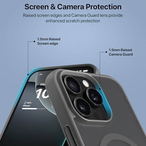 Image of Vaku Luxos Zennix Magpro Back Cover Case for iPhone 16 Pro Max Scratch Resistant Camera Screen Protector TPU Shockproof with Stand Holder Mag-Safe Wireless Charging- Silver