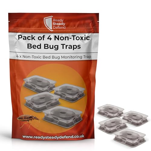 Bed Bug Traps Pack of 4 - Early Detection & Superior Trapping Technology Non-Toxic Eco-Friendly Ideal for Home & Travel