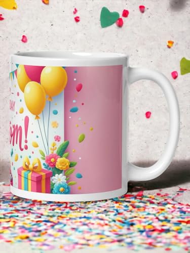Image of Better Gift Flowers Happy Birthday Mom Pink Theme Mug, Round Shaped Multicolor Themed Coffee Mugs, Mug for Gifting, Gifting Items for Family, Friends & Closed Ones
