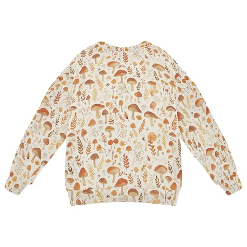 JUNZAN Watercolor Cute Mushrooms Kids Boys Hooded Sweatshirt Crewneck Hoodies for Girls Camping 4T2