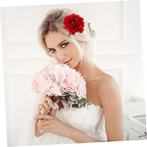 Pince à cheveux fleur rose simulée pour décoration de coiffure - 2