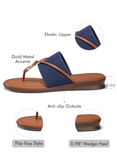 Image of Coutgo Womens Flip Flops Wedge Sandals Dressy Beach Summer Flats Comfortable Slip on Stretch Slippers Shoes
