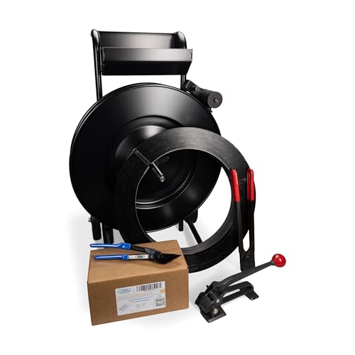 Image of Steel Strapping Kit - 5 /8 inch x 2230' (1470 lbs Break Strength) & 1000 Strapping Seals & Tensioner & Sealer & Dispenser - Extra Durable Packaging Steel Strapping Solution - P.SSK.58.FULL by IDL Packaging