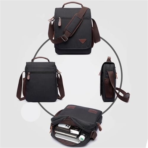 Casual Vintage Shoulder Bag, Canvas, Men Crossbody Bag, Rectangle, Multi Pocket, for Work Business Office Travel, 12.5in4
