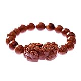 Prime Fengshui Porsperity Feng Shui 10mm Red Agate Beads Elastic Bracelet with Pi Xiu/Pi Yao Attract Wealth and Good Luck