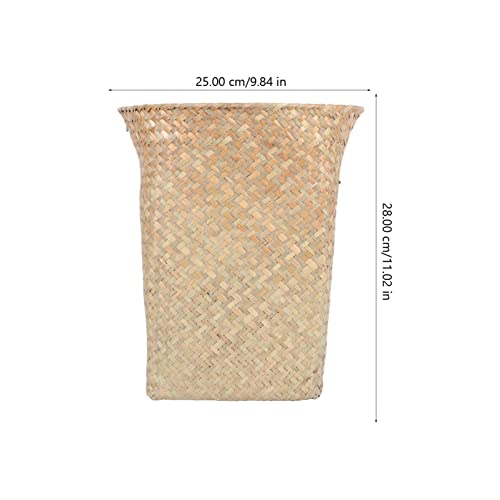 Image of Alipis 1Pc Straw Woven Wastebasket Multi-Purpose Trash Container for Home Office Creative Storage Holder for Living Room Bedroom Kitchen and Room