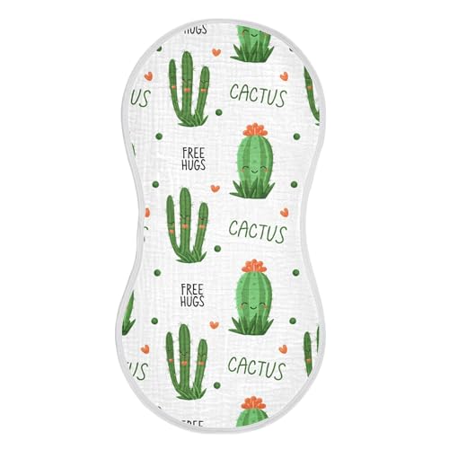 xigua Cute Cactuses Muslin Baby Burp Cloths Set of 4, Super Soft & Absorbent Burping Rags, Cotton Burp Clothes Shower Gift for Newborn, Baby Girls and Boys