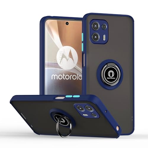 JNERBUYI Funda Protectora para Motorola Edge 20 Lite con Anillo, Carcasa con Magnético Anillo de 360°, Función de Soporte, Carcasa Resistente Anticaída. Azul Real