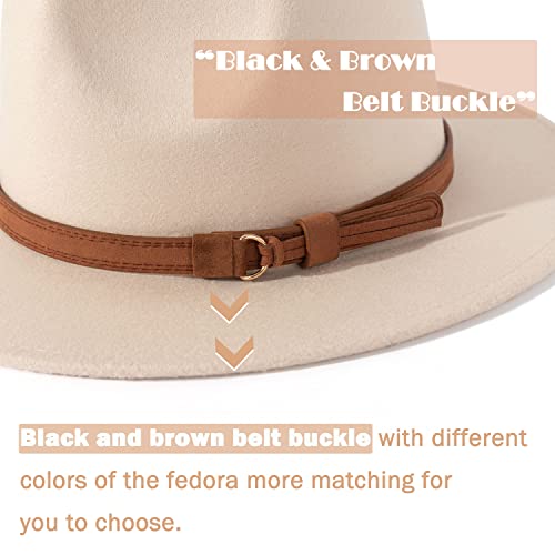 Image of Lisianthus Men & Women Vintage Wide Brim Fedora Hat | Classic Belt Buckle Decor, Adjustable Drawstring, Inner Breathable Sweatband, Timeless Style, Ideal for Travel & Daily