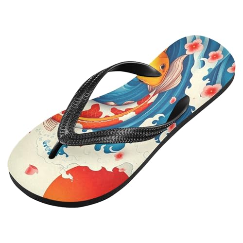 Burbuja Japanese Red Gold Fish Flip Flops for Women Men, Soft Thong Sandals Rubber Slippers for Pool Beach Essentials2