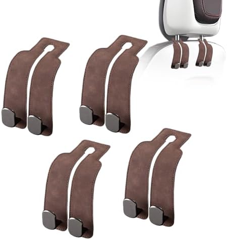 Car Purse Hook Purse Hook for Car Seats Headrest Car Seat Hooks,Heavy Duty Vehicle Organizer for Handbags, Groceries, Purses, Keep Car Tidy (Brown, 4 Pack)