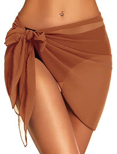 Image of Swimsuit Coverups for Women Sarong Beach Bikini Wrap Sheer Short Skirt Chiffon Scarf for Swimwear