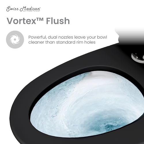 Image of St. Tropez One Piece Elongated Toilet Vortex Flush in Glossy Black 1.1 /1.6 gpf