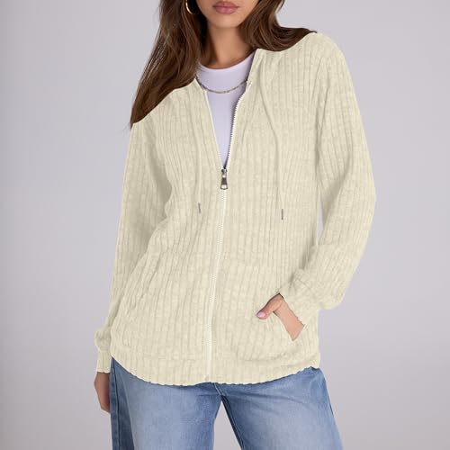 Image of Witsmile Zip Up Hoodie Women Oversized Sweatshirt Long Sleeve 2026 Fall Outfit Lightweight Jackets Workout Clothes