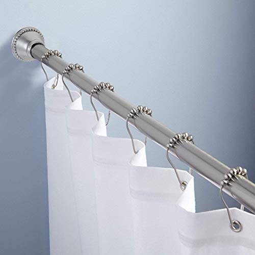 Amazer Chrome Shower Curtain Rod 42-72 Inches Adjustable Shower Rod Tension Spring Curtain Rod No Drill For Bathroom Bedroom Study Window Closet Doorway, Chrome #TOP4